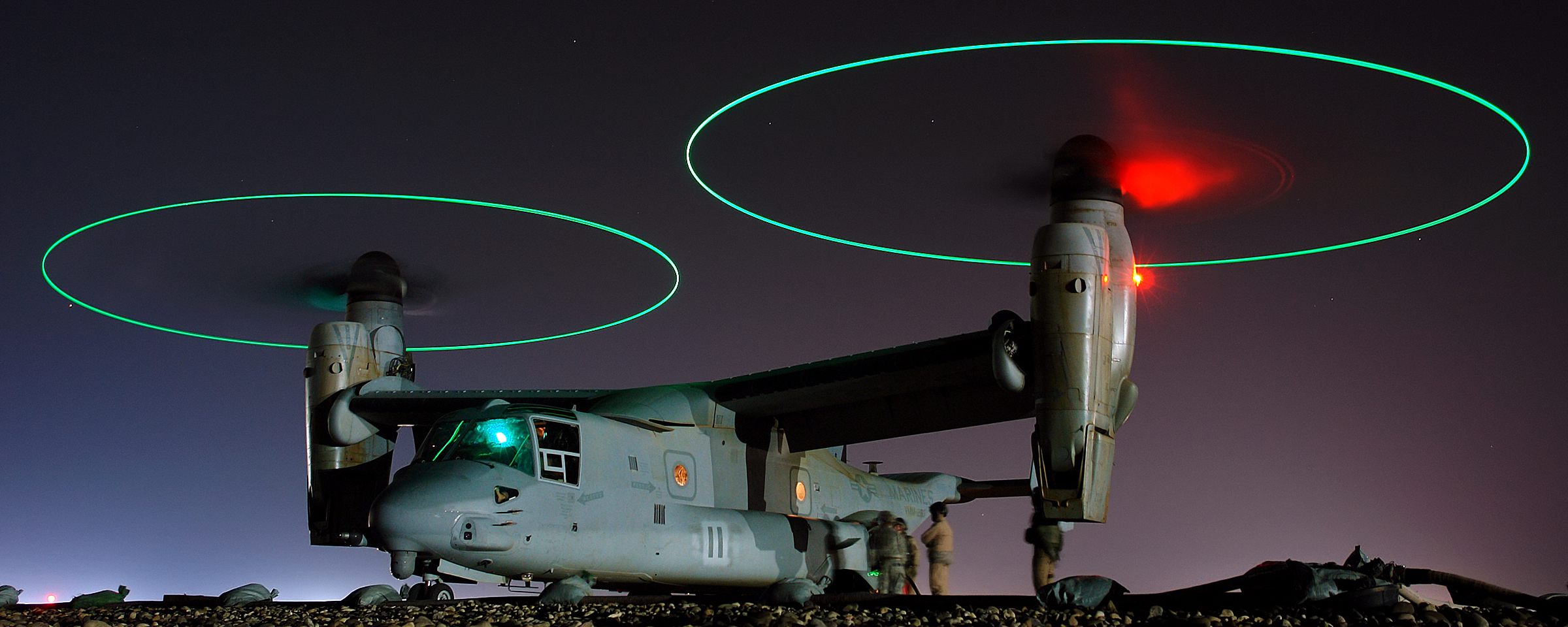 V-22 Osprey with blade tip lights