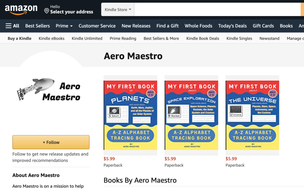 Aero Maestro author page on Amazon